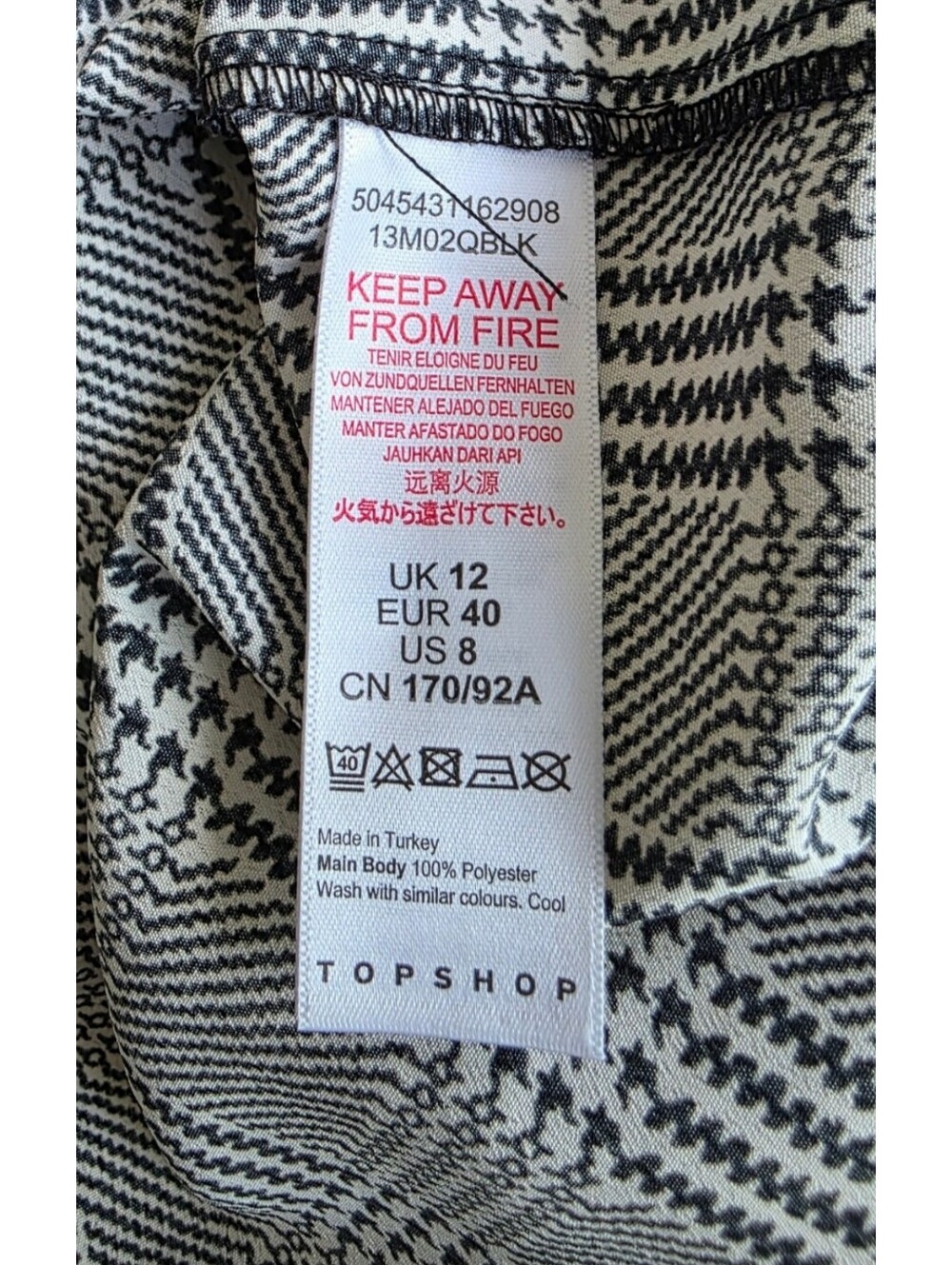 Topshop Black White Plaid Puff Shoulder Blouse Womens Size 8 - Picture 10 of 11